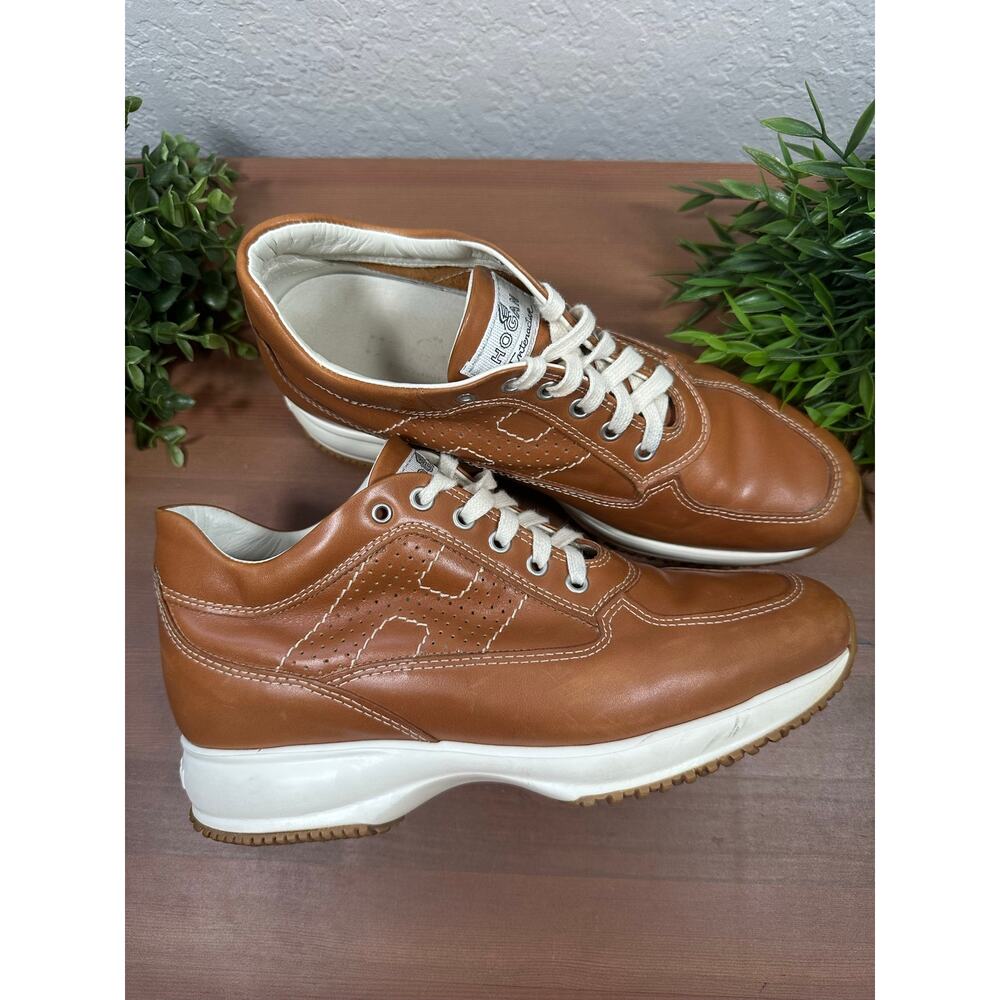 Hogan Interactive Men's Brown Leather Lace Up Sneakers Size 9 US 10.5